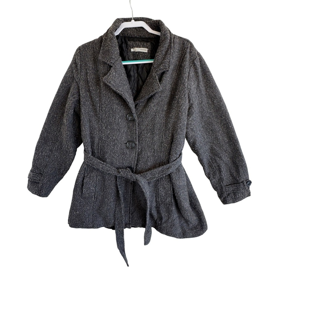 maurices‎ Women's Herringbone Belted Blazer Coat Gray Size 2